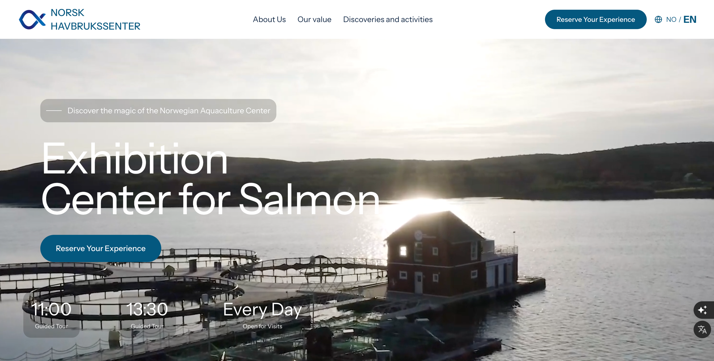 Norsk Havbrukssenter website homepage