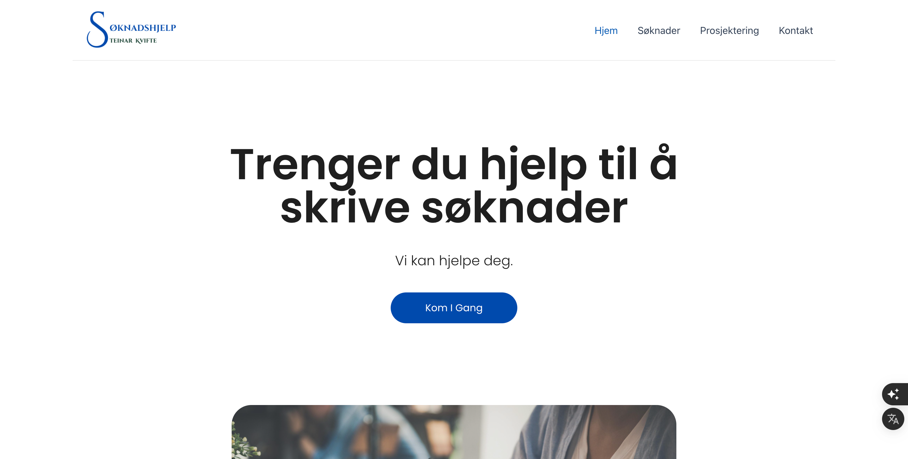 Søknadshjelp website homepage